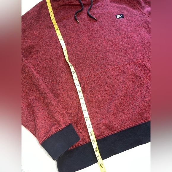 Nike French Terry Hoodie Shoebox Pullover Red Black Men's XL - Picture 3 of 5